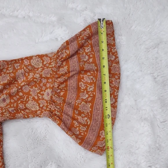 American Eagle Floral Orange Women's Top - Picture 13 of 16